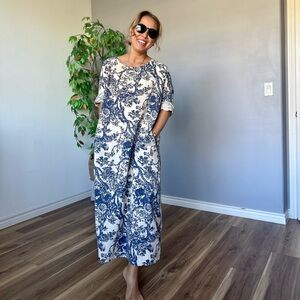 Elegant Blue and White Women's Dress